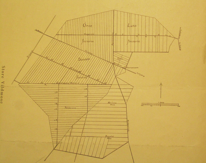 Kort over Store Vildmose fra Vildmosetilsynets protokol. Kort over Store Vildmose fra Vildmosetilsynets protokol.
